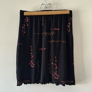 Susan Lawrence petite vintage 90s Y2K black floral elastic skirt PS